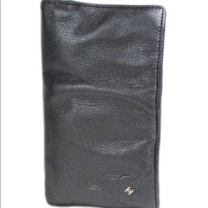 Vintage Chanel Long Leather Wallet flower cc logo